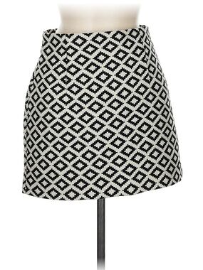 Zara Black and White Diamond-Print Mini Skirt